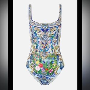 Camilla Blue Floral Baroque Kids One-Piece Swimsuit